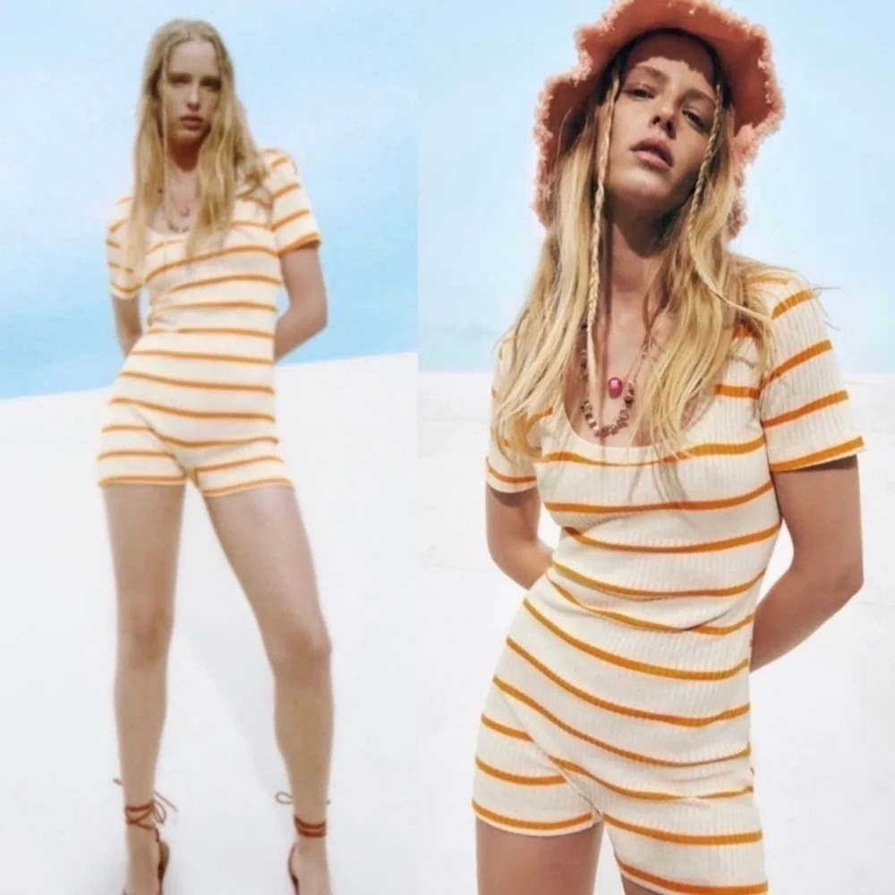 Zara NWT Ribbed Knit Romper